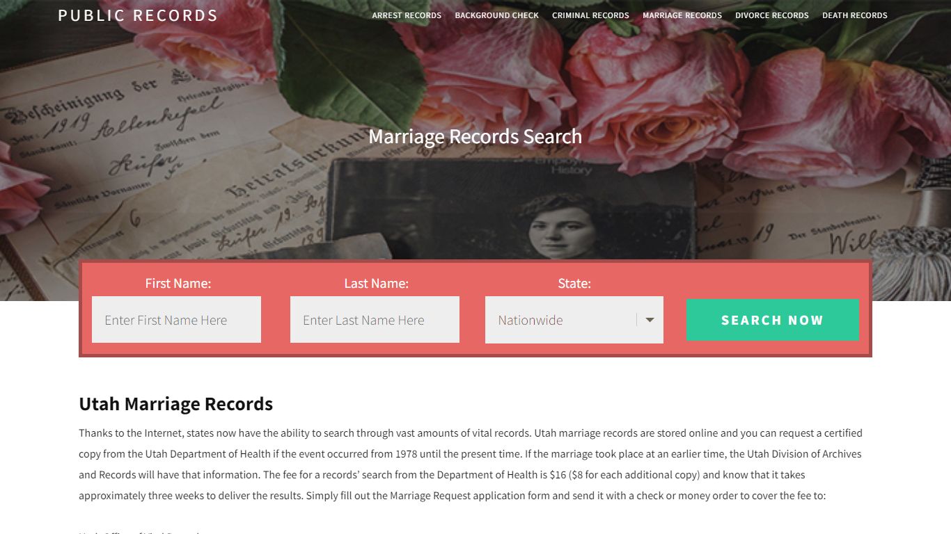 Utah Marriage Records | Enter Name and Search. 14Days Free